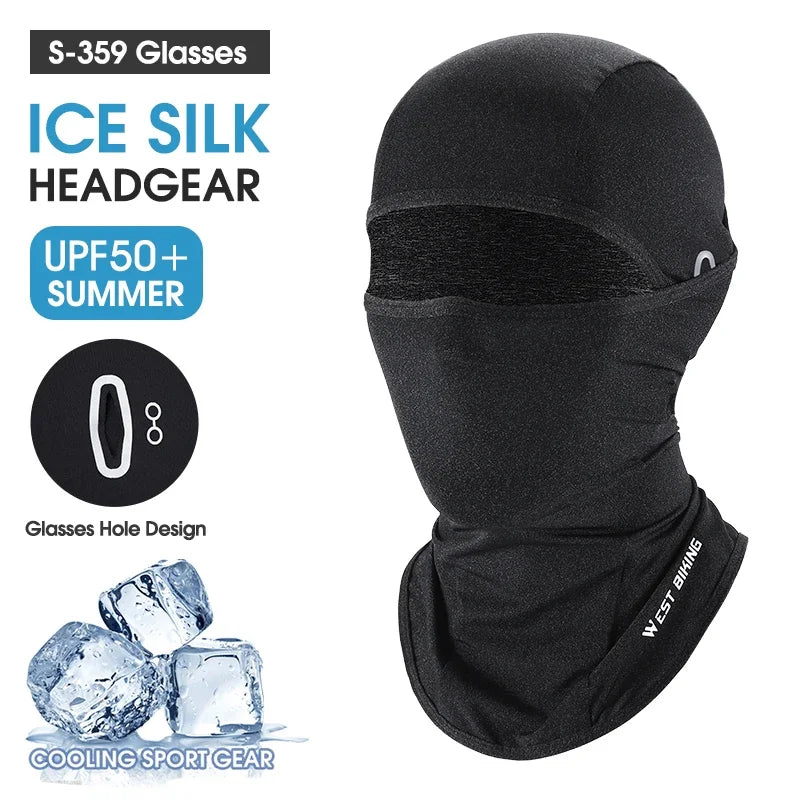 WEST BIKING Summer Cycling Face Mask Cool Breathable Sports Balaclava Men Women Bicycle Motorcycle Sun UV Protection Cycling Cap
