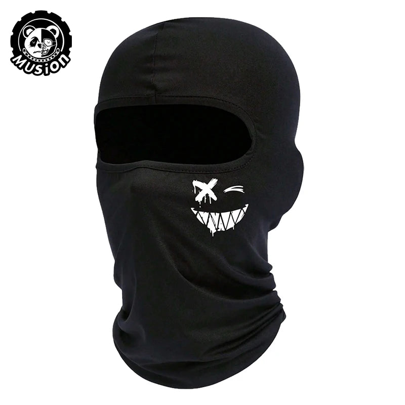 Musion Balaclava Fashion Printed Motorcycle Breathable Mask, Windproof and Sunscreen Full Face Mask Breathable Mesh Air Cushion