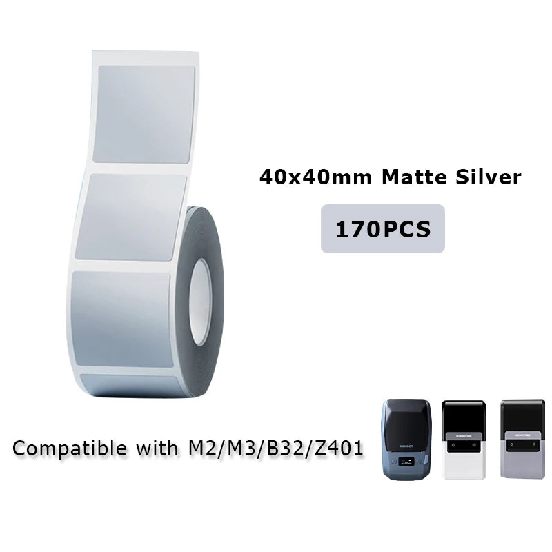 NIIMBOT M2/M3/B32/Z401 Matte-Silver Label Paper Roll Outdoor Waterproof Scratch-resistant Adhesive Sticker Tag