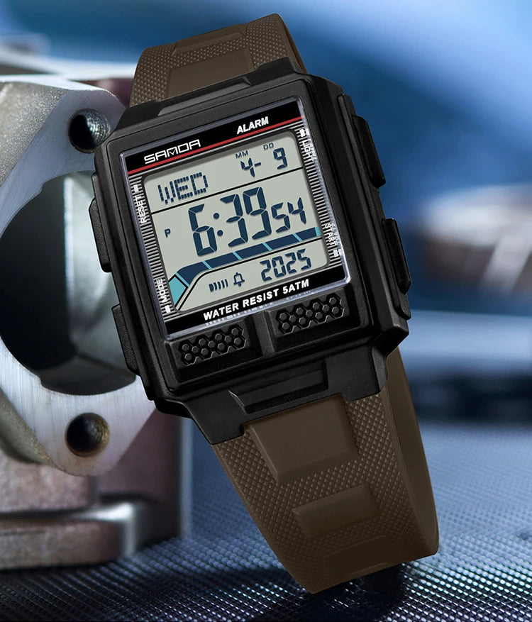 SANDA 2212 Fashion Electronic Watch Alarm Clock Luminous Calendar Water Resistant Shockproof Sports Digital Watches for Man