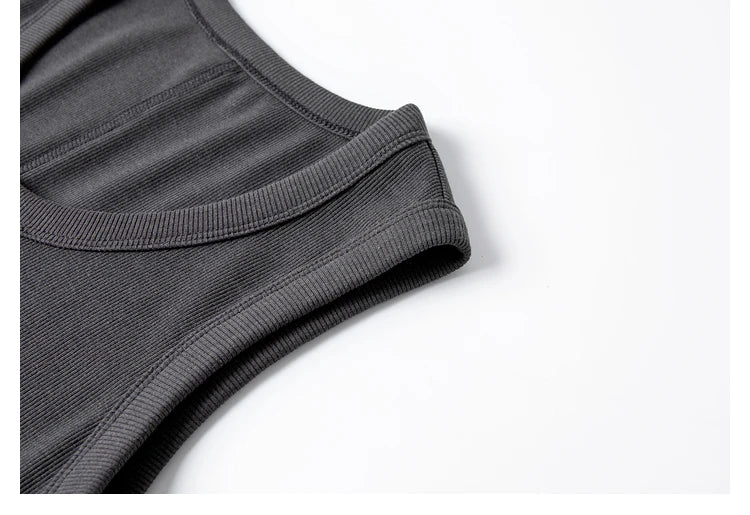 VIMLY Summer Tank Dresses 2026 Woman Simple Gray Cotton Blend Knitted Loose Sleeveless A Line Long Dress Women's Clothing M9852