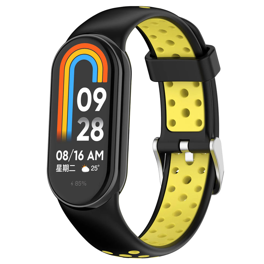 Silicone Watch Strap For Xiaomi Band 9 8 Two-Color Breathable Smart Watchband Replacement Bracelet for Xiaomi Mi Band 8 9 Strap