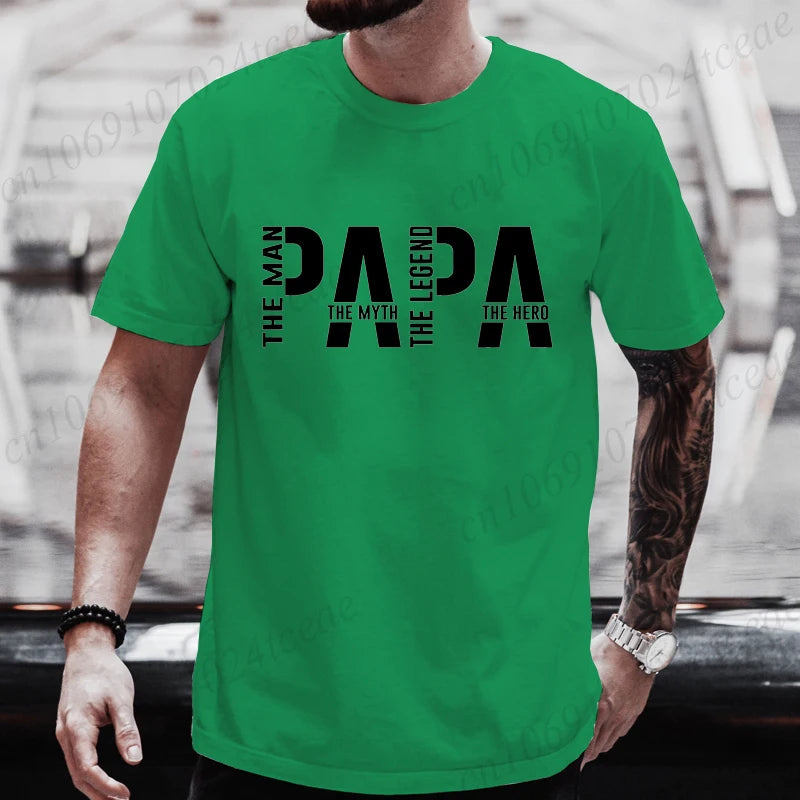 Papa The Man The Myth The Legend Funny T-shirt for Men Clothing Dad T Shirt Short Sleeve Tee Shirt Men T-Shirts Clothes Tops