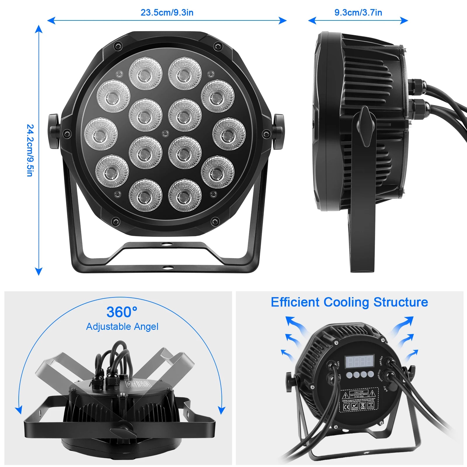U'King 4PCS Waterproof LED Par Light 14x10W LED RGBW DJ Party Light IP65 DMX512 Effect Stage Lighting for Disco Bar Nightclub
