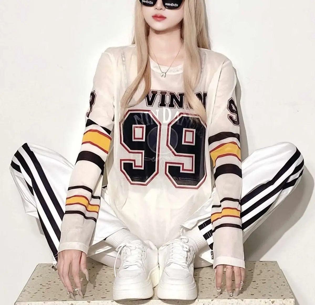Sunshield Mesh T-Shirt Women's Base Layer Elegant Innerwear Summer Long-Sleeve Thin Cover-Up 2025 New Street Style Collection