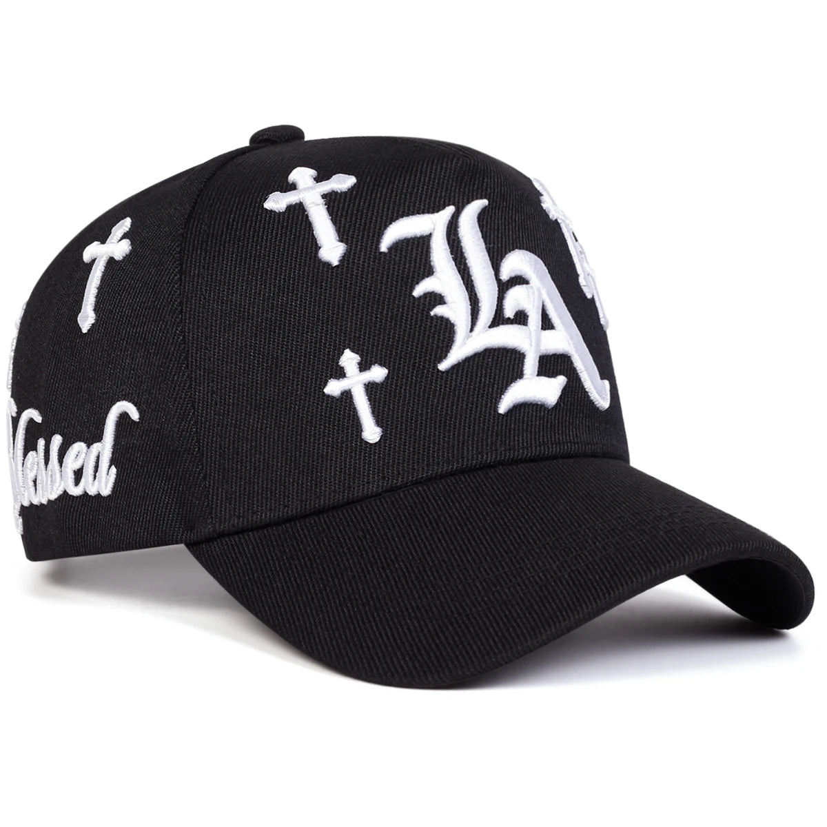 Unisex Gothic LA Cross Embroidery Baseball Caps Spring Autumn Outdoor Adjustable Casual Hats Sunscreen Hat Sports Cap