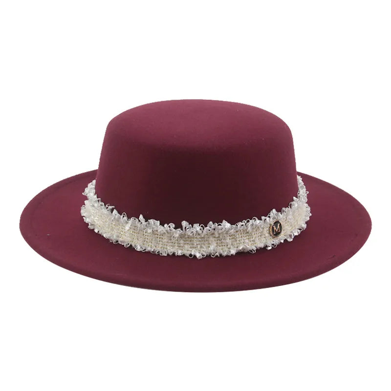 Hats for Women Fedoras Felted Hat Flat Dome Solid Band Luxury Elegant Fahsion Jazz Cap Women's Hat Women Hat Sombreros De Mujer