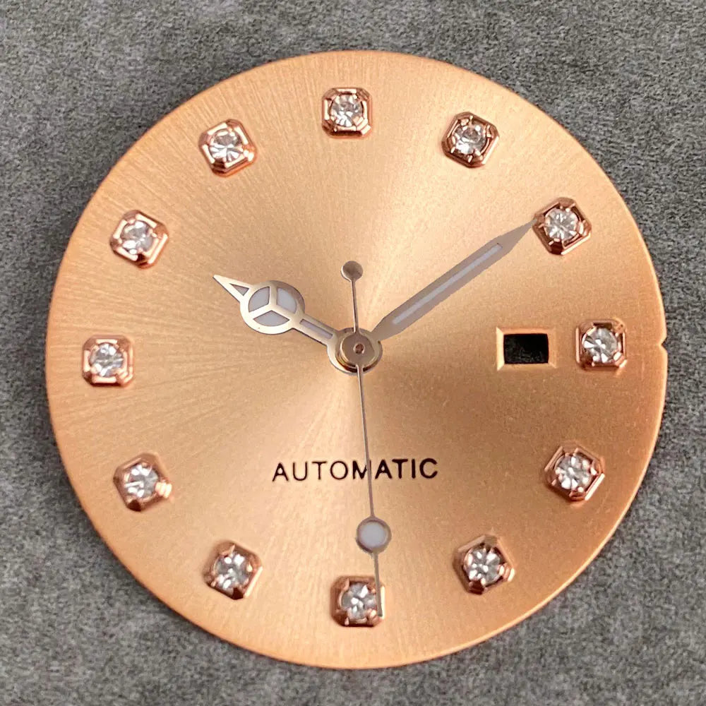 24.5mm Mother of Pearl Shell Dial Roman Diamond Sunburst Watch Dial Hand Fit NH05A NH05 Watch Movement Ladies Watchmaker Tools