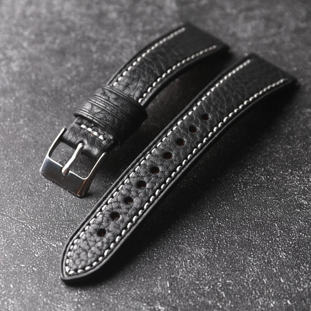 Handmade Head Cowhide Strap, 18 19 20 21 22MM, Quick Release Genuine Leather Soft Men's Bracelet, Vintage Style, Italian Genuine