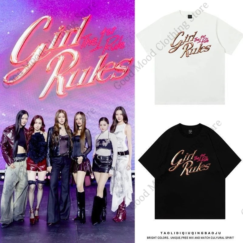 Girl Rules T Shirt Trend Fashion Girl Rules The 1st Rule Letter Print Same T-shirt Men Women Summer Cotton Short Sleeve Tee Tops