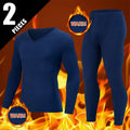 2-piece Men's Autumn And Winter Solid Color Casual V-neck Basic Warm Underwear Set Comfortable Sports And Fitness Base Shirt