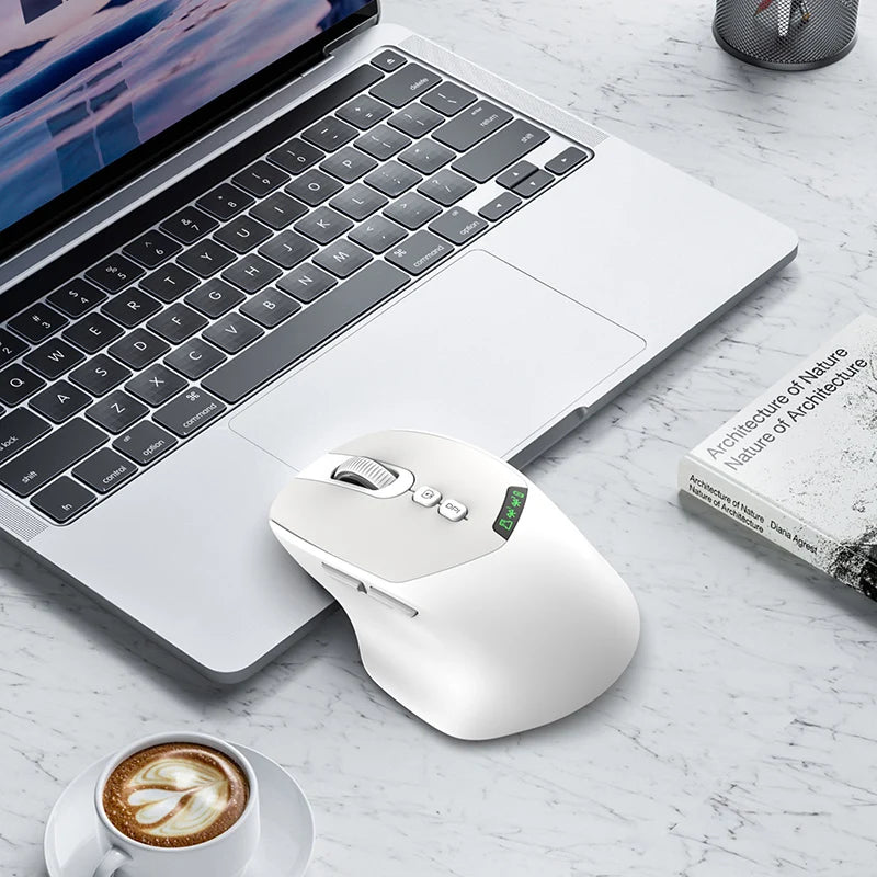 T02 Pro Wireless Mouse OLED Display,Dual Bluetooth/USB Connection,Quiet Design and Compatible with PC/Notebook