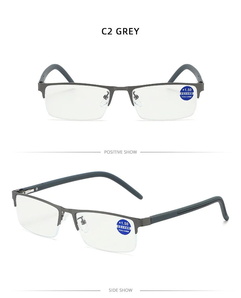 Brand Designer Reading Glasses Men Women Fashion Half Frame Presbyopic Glasses Vintage Business Diopter Eyeglasses +1.0 1.5 2.0