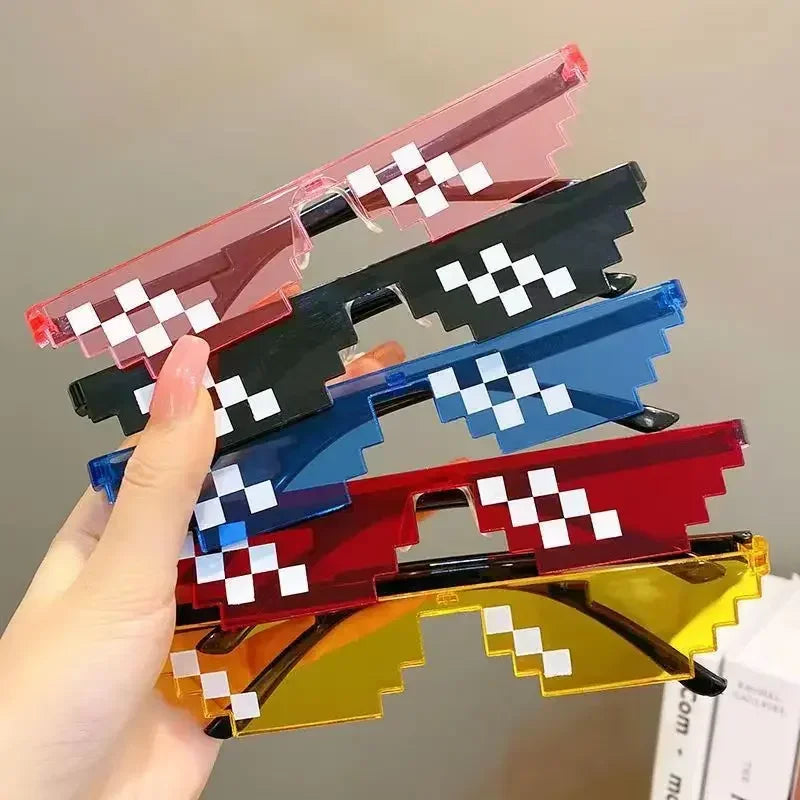 1PC Black mosaic sunglasses anime mischievous dark glasses mosaic pixel glasses disco funny toys