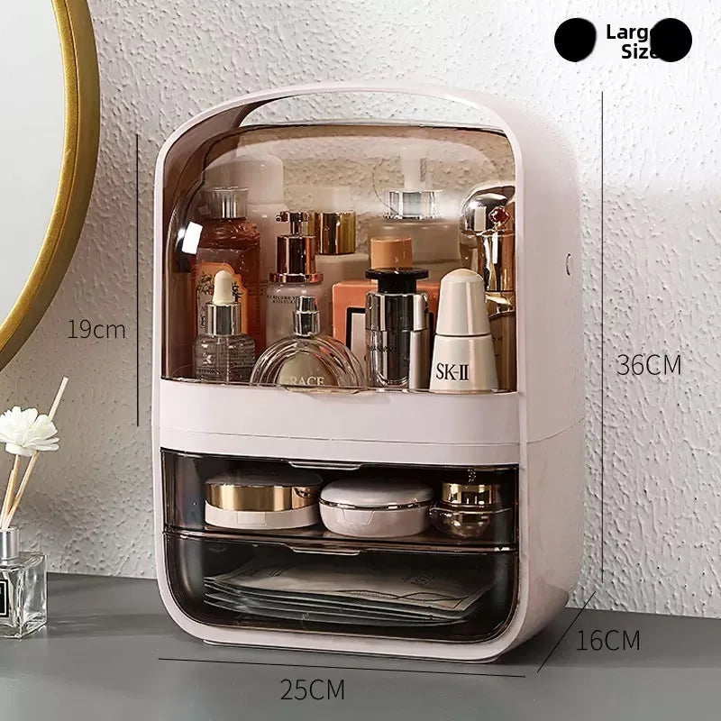 Dustproof Cosmetic Storage Box Integrated Desktop Makeup Case Lipstick Box Skincare Product Rack Elegant Design