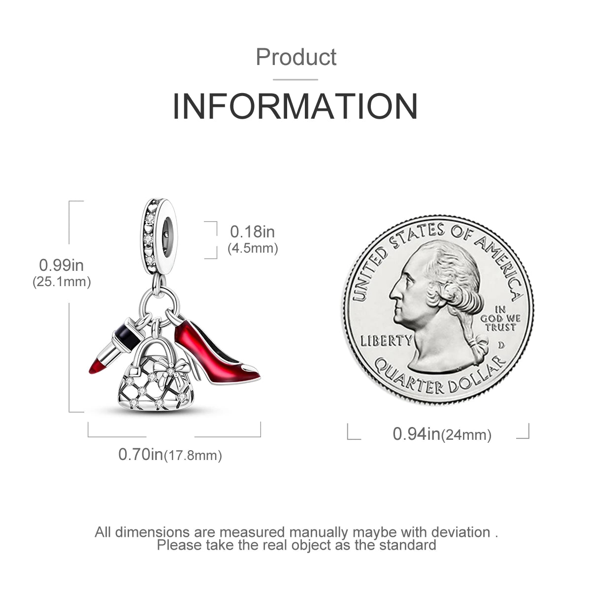 925 Silver Lipstick High Heels Charms For Lady Pendant Fit Original Bracelet DIY Ornament