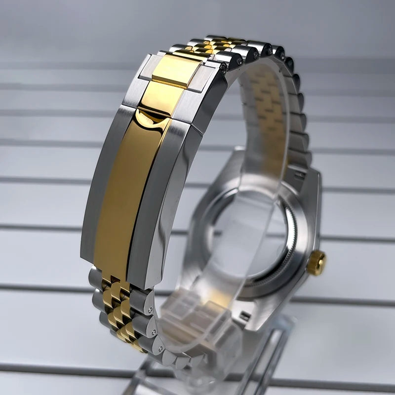 39mm NH35 Case Fluted Bezel DJ2T Yellow Gold Sapphire Glass Skx Mod Modification Parts Fit NH35 NH36 Movement Steel Watch Case