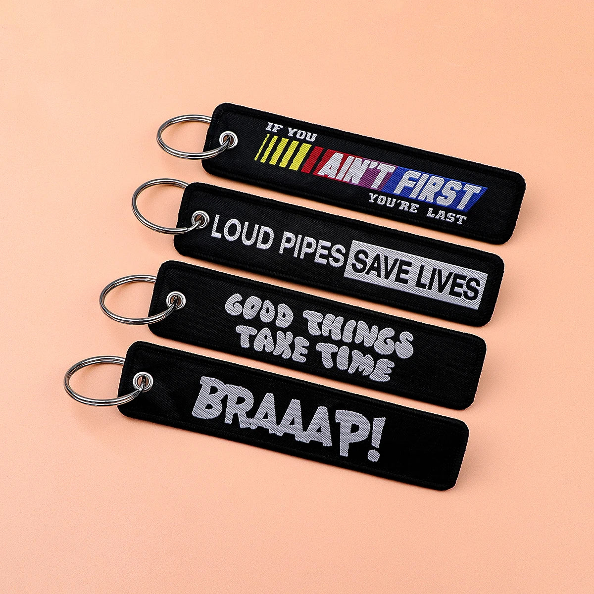 Music Is My Drug Embroidery Keyring Quotations Key Tag For Cars Backpack Keychain Black Fashion Accessories Gifts for Friends