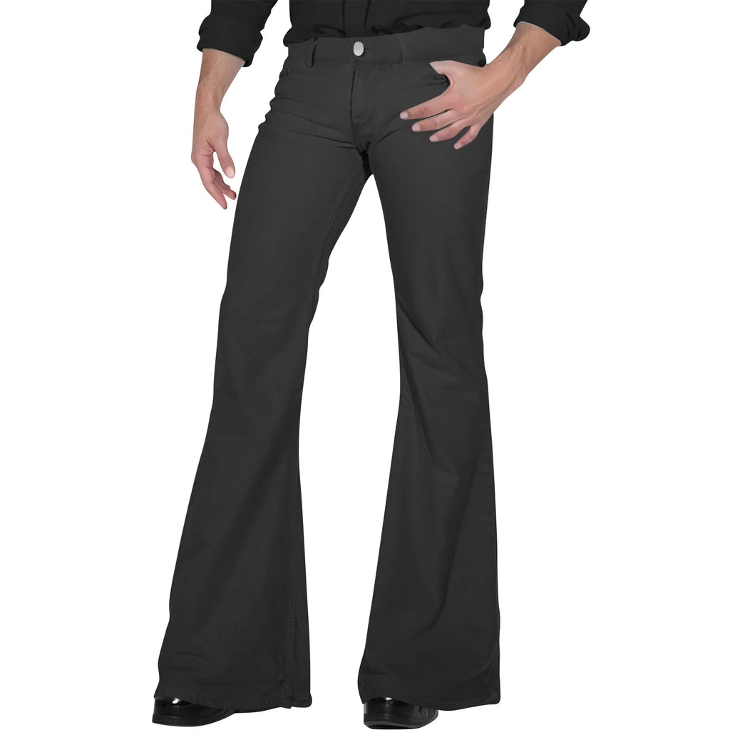 Men's fashion Retro Disco Flared Pants Loose Stretch Vintage Trousers Fit Flared Comfortable Retro Stretch Twill Men's Trousers