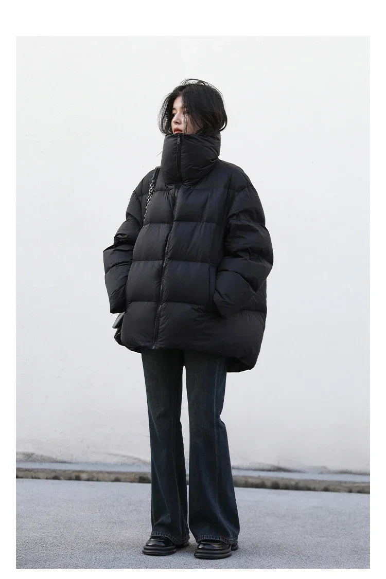 CHIC VEN Women's Down Coats Korean Stand Collar Simple Solid Color Warm Casual Jackets Soft Fashion Female Clothing Winter 2025