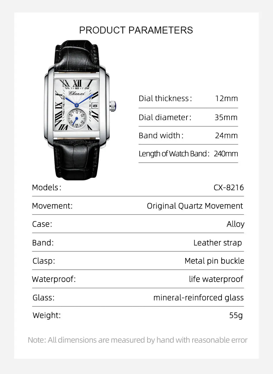 Fashion Business Watches For Men Calendar Display Quartz Watches Waterproof Leather Band Men's Wristwatch
