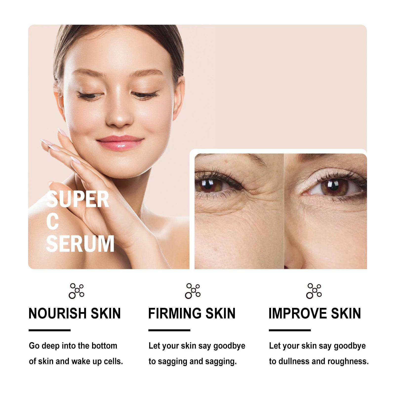 Vitamin C Serum For Face Dark Spot Removal Niacinamide Moisturizing Brightning Shrink Pores Essence Beauty Firming Skincare 109g