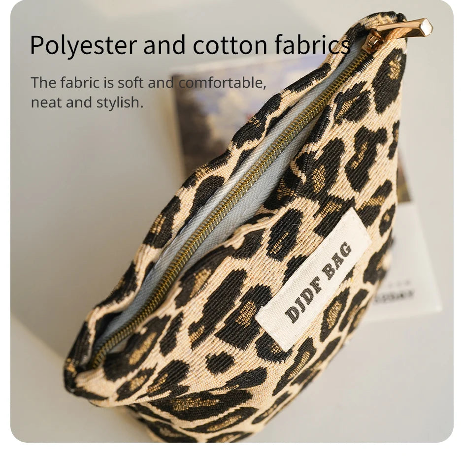 Small leopard print coin purse women's makeup bag portable cosmetics storage bag fashion lipstick bag daily commuting liner bag