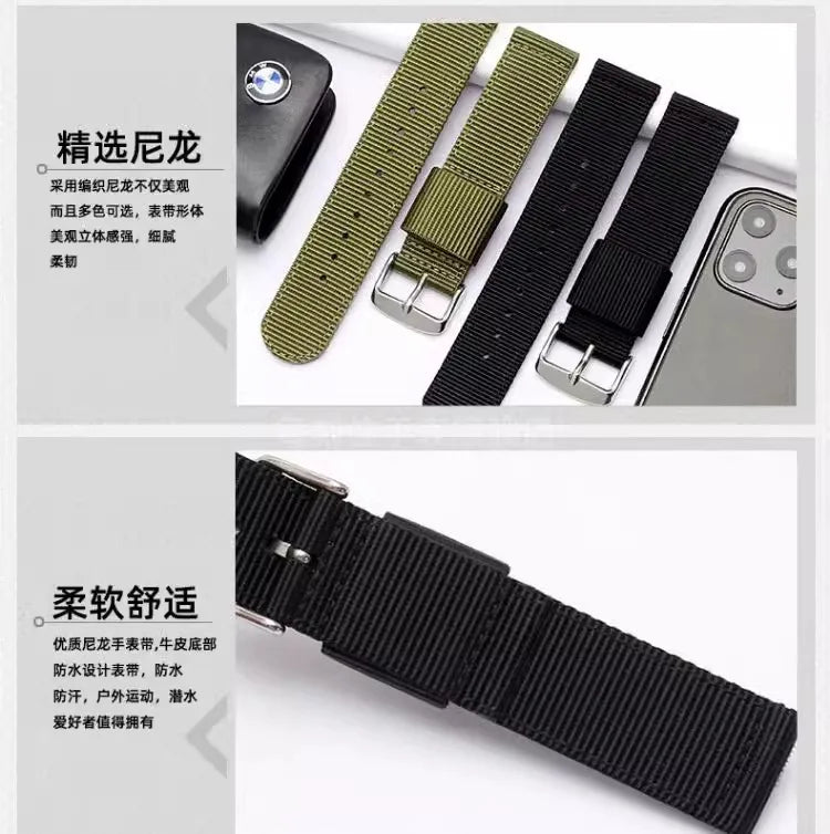 For Casio AE1200 AE1300 A168w/A158W MRW200/F91w AQ230 Bracelet woven nylon canvas watch strap 18mm Men's and women's watch band