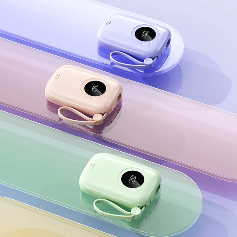 PD22.5W power bank, bidirectional fast charging with 10000mAh cable, large capacity mobile power bank mini ultra-thin power bank