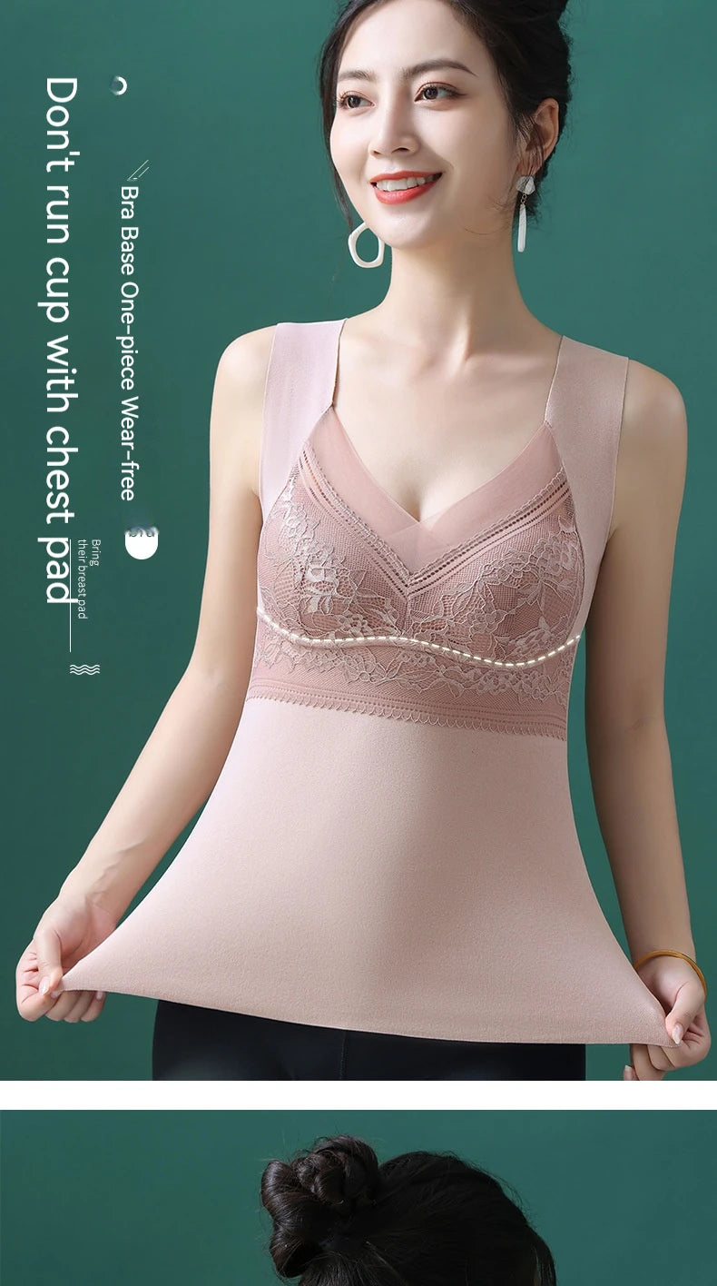 Women Thermal Underwear Winter  Bottoming Top Seamless Thick Double Layer Warm Lingerie Warm bra Sports underwear