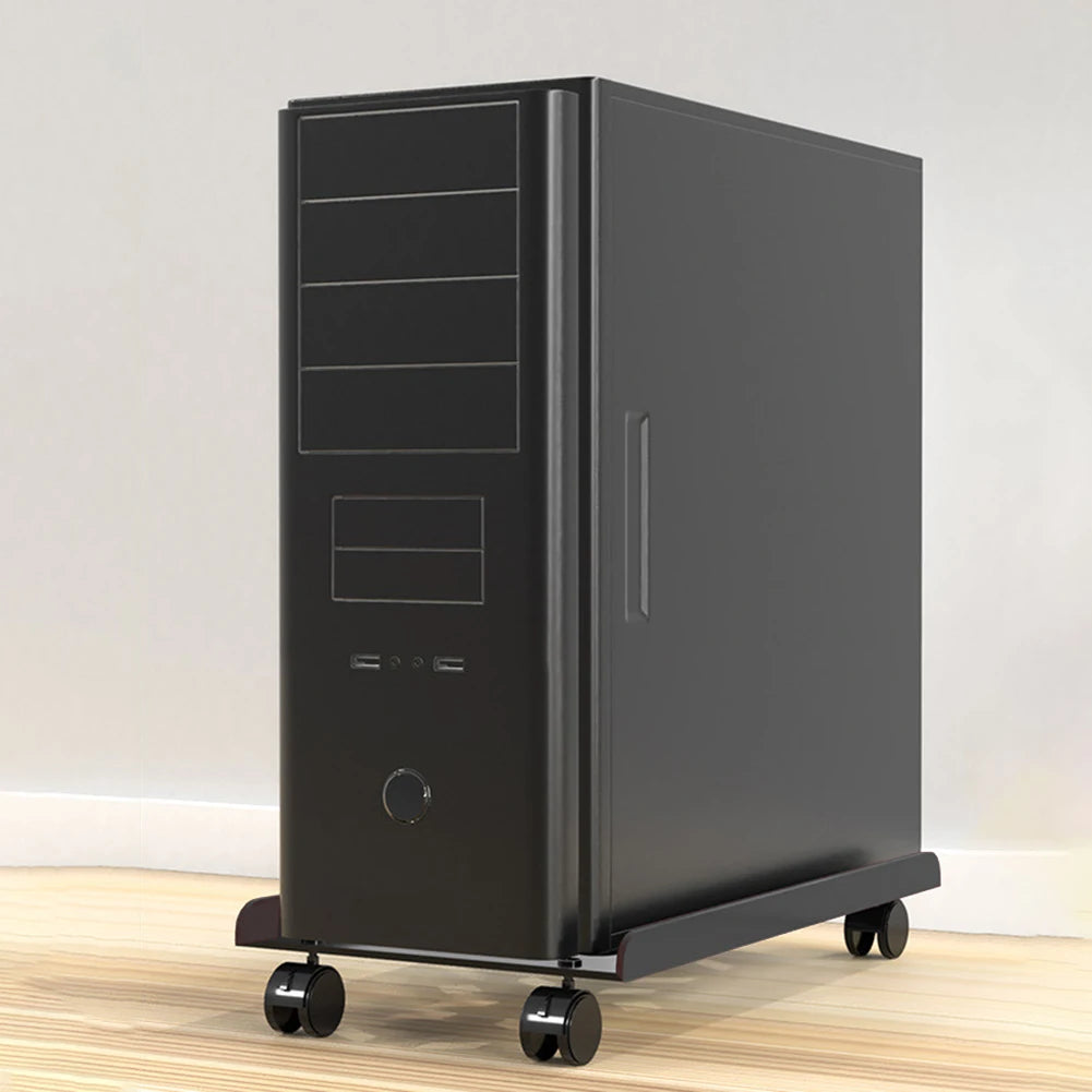 Heavy-Duty PC Tower Stand with Caster Wheels Adjustable PC Tower CPU Holder Steel Desktop Stand PC Riser Office Desk Accessories