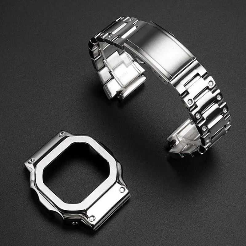 For Casio SHOCK Heart Rate Square DW-H5600 DW H5600 Stainless Steel Case Men's Stainless Steel Watch Strap Bezel Watchband Shell