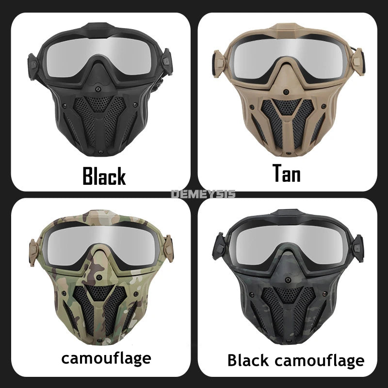 Airsoft Mask Detachable Goggles with Anti-fog Fan Tactical Paintball Protective Full Face Mask Shooting CS Goggles Masks