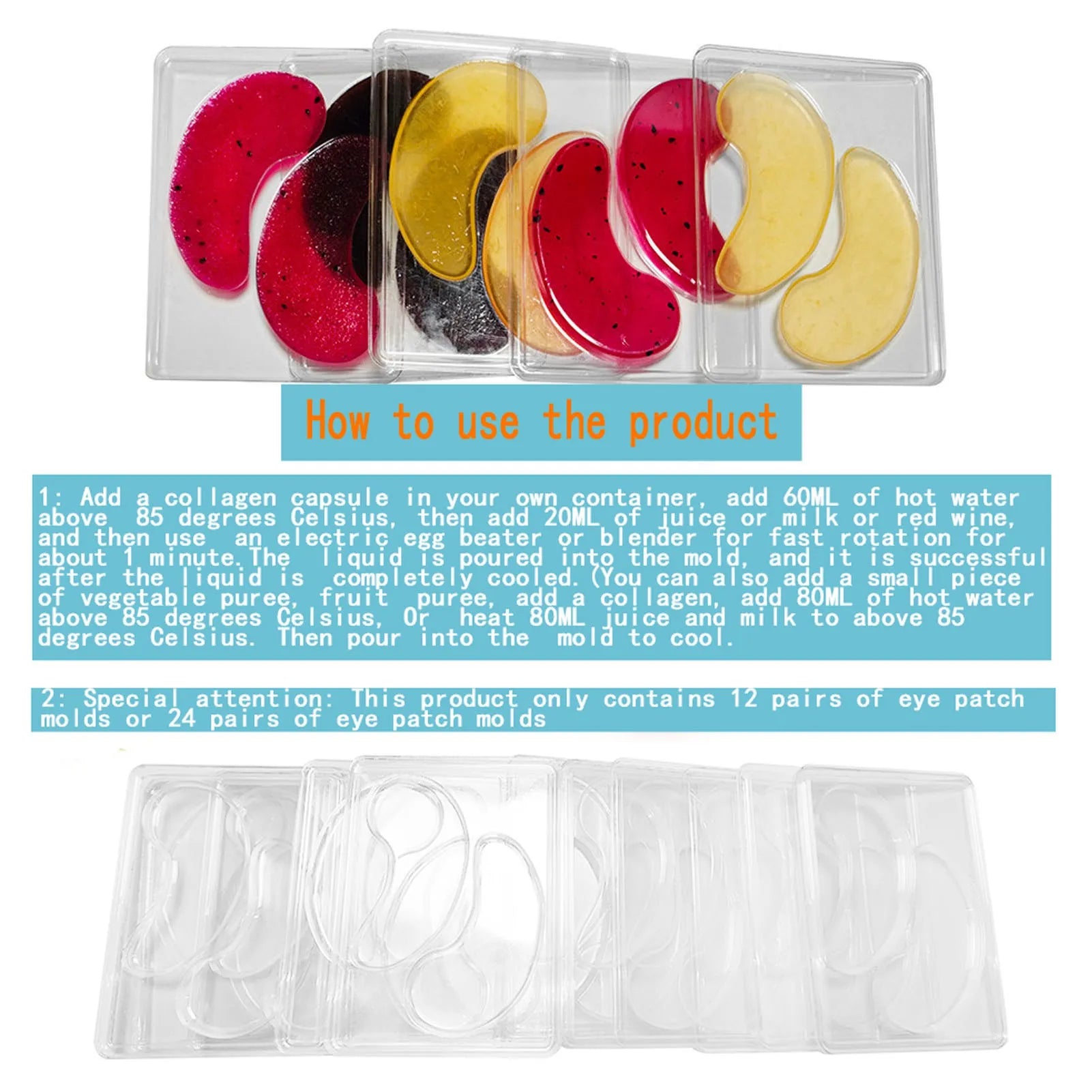 12Pcs Under Eye Patches Molds DIY Healthy Natural Reusable Transparent Eye Mask Patch Tray Plate Face Mask Patch Molds