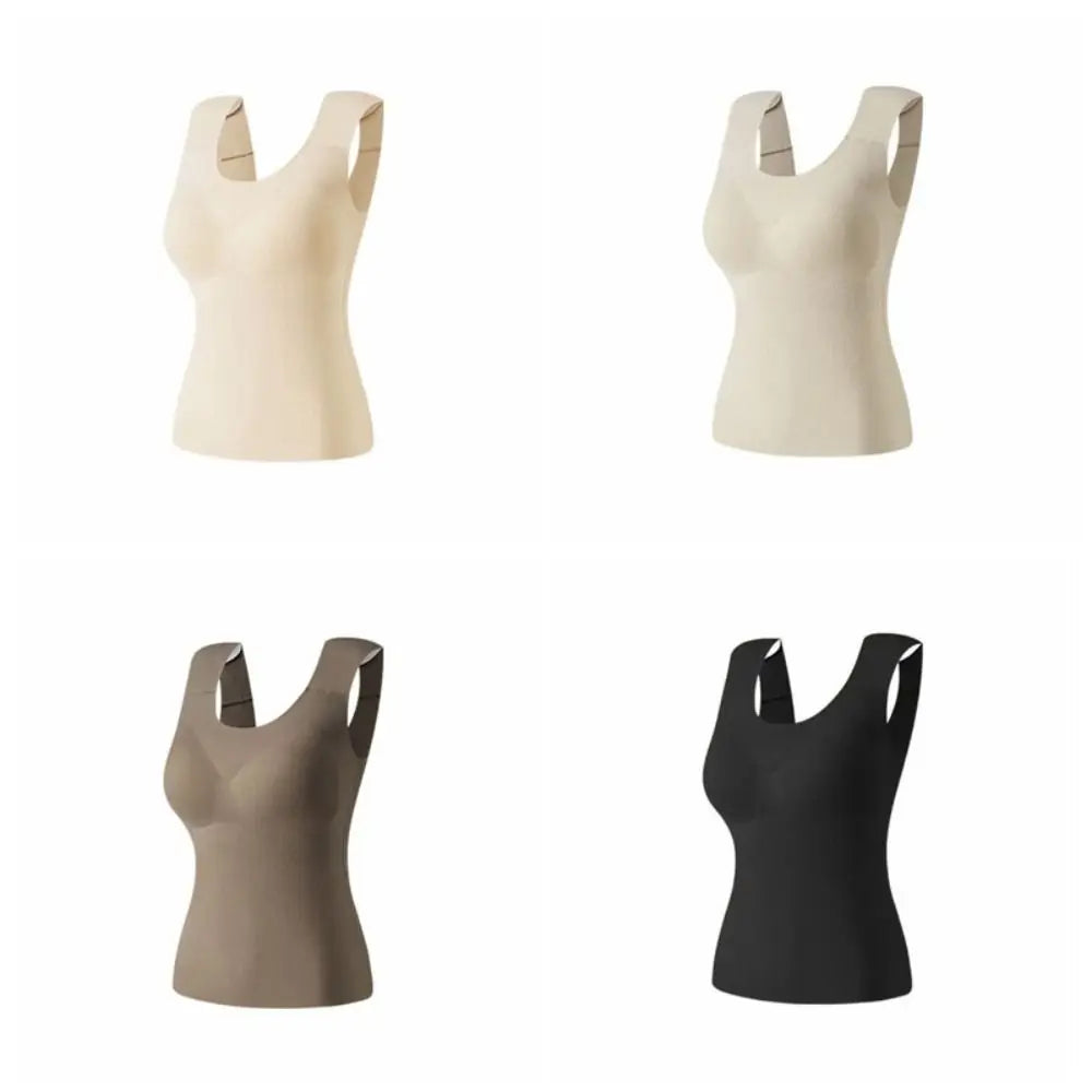 U-neck Right-angle Shoulder Vest Seamless Invisible Thermal Underwear Winter Autumn Sleeveless Underwear for Women