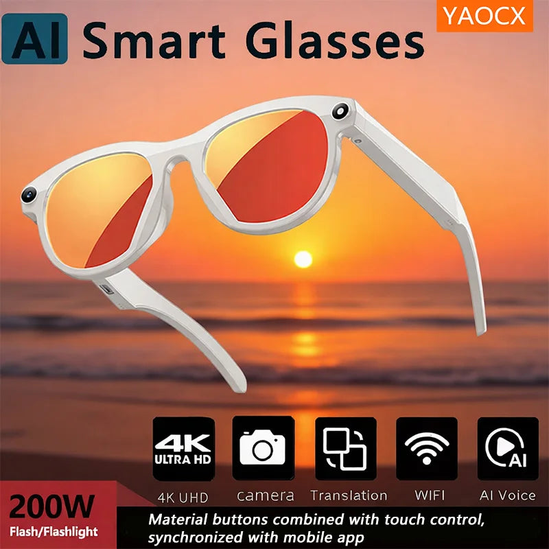 AI smart glasses for taking photos, anti shake, long-lasting battery life, Bluetooth calls, music, sports, companions, smart gla