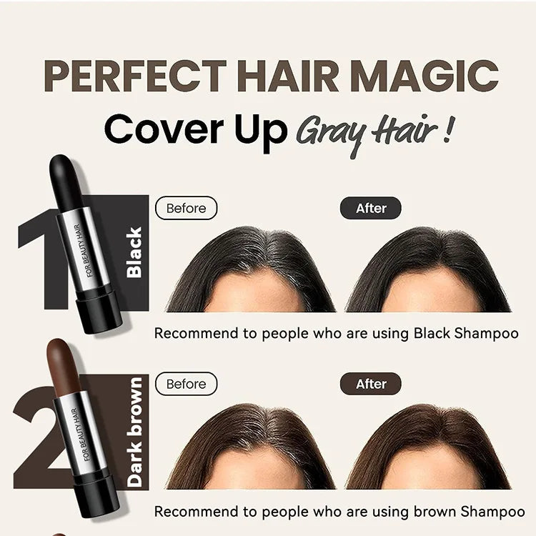 Black Brown Disposable Temporary Hair Dye Pen Lipstick Style White Hair Coverage Hair Coloring Dyeing Chalk Quick Hair Color Dye