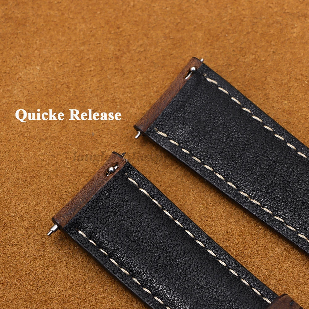 Genuine Calfskin Leather Watchband for Seiko for Omega Business Watch Band 14/16/18/20mm 22mm Butterfly Buckle Stitching Straps