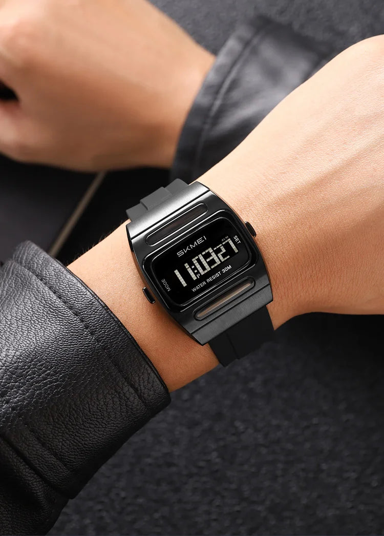 SKMEI 2563 New Solar Men's Digital Watch Silicone Strap Waterproof Multi functional Electronic Watch Alarm Clock reloj hombre