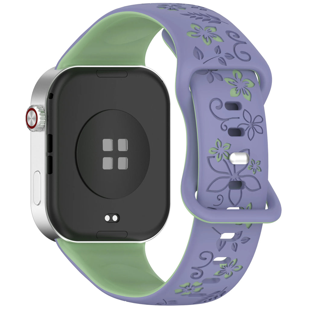 Two tone floral carved soft silicone strap for Redmi watch 4/5/6/Mi Band 8/9 PRO,suitable for Halloween,Thanksgiving, Christmas