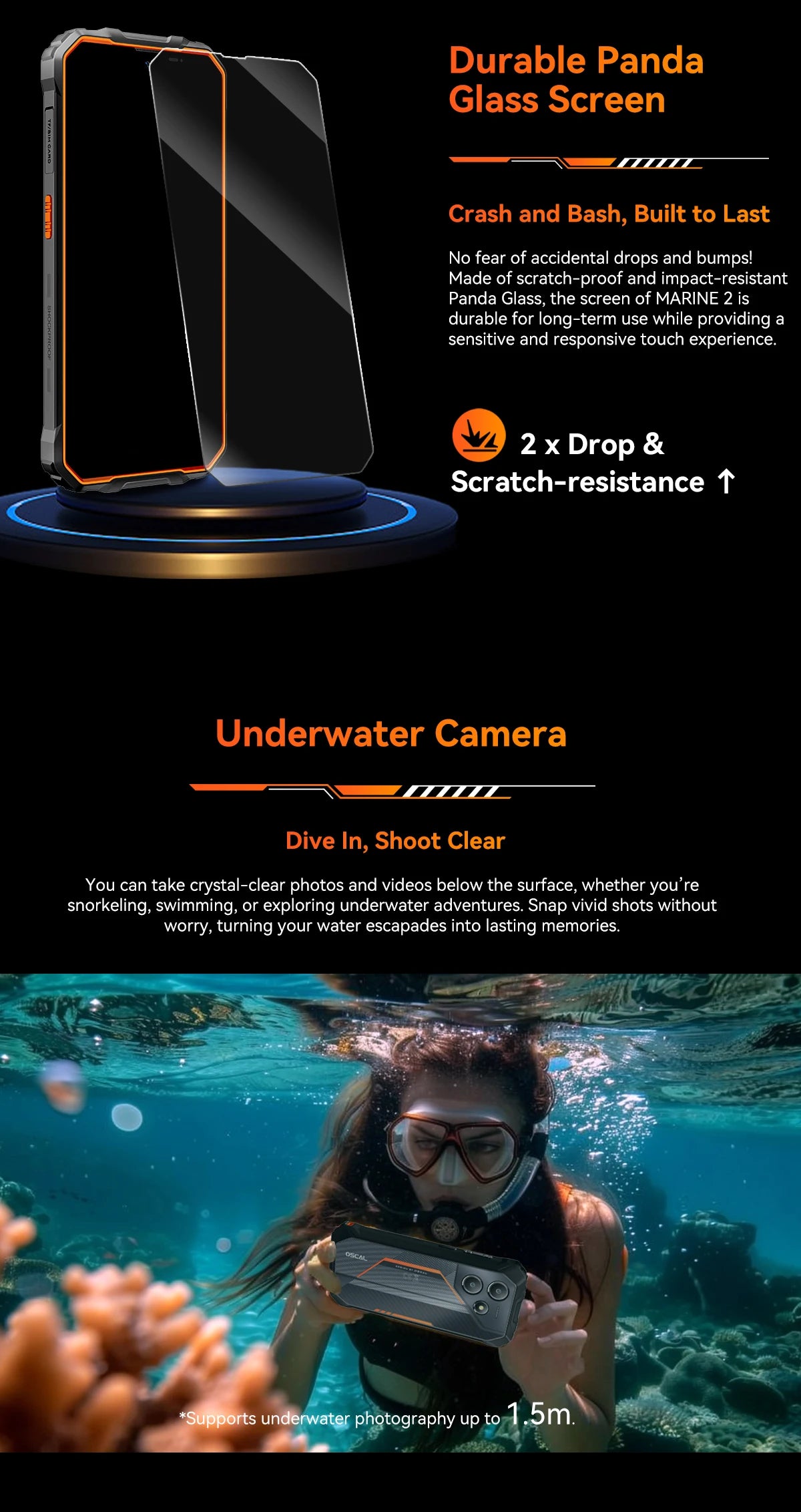 Blackview MARINE 2 Rugged Smartphone 6.56-inch HD+ IPS 90Hz Display 11000mAh 8GB 128GB Android 15 NFC 16MP Camera Cellphone