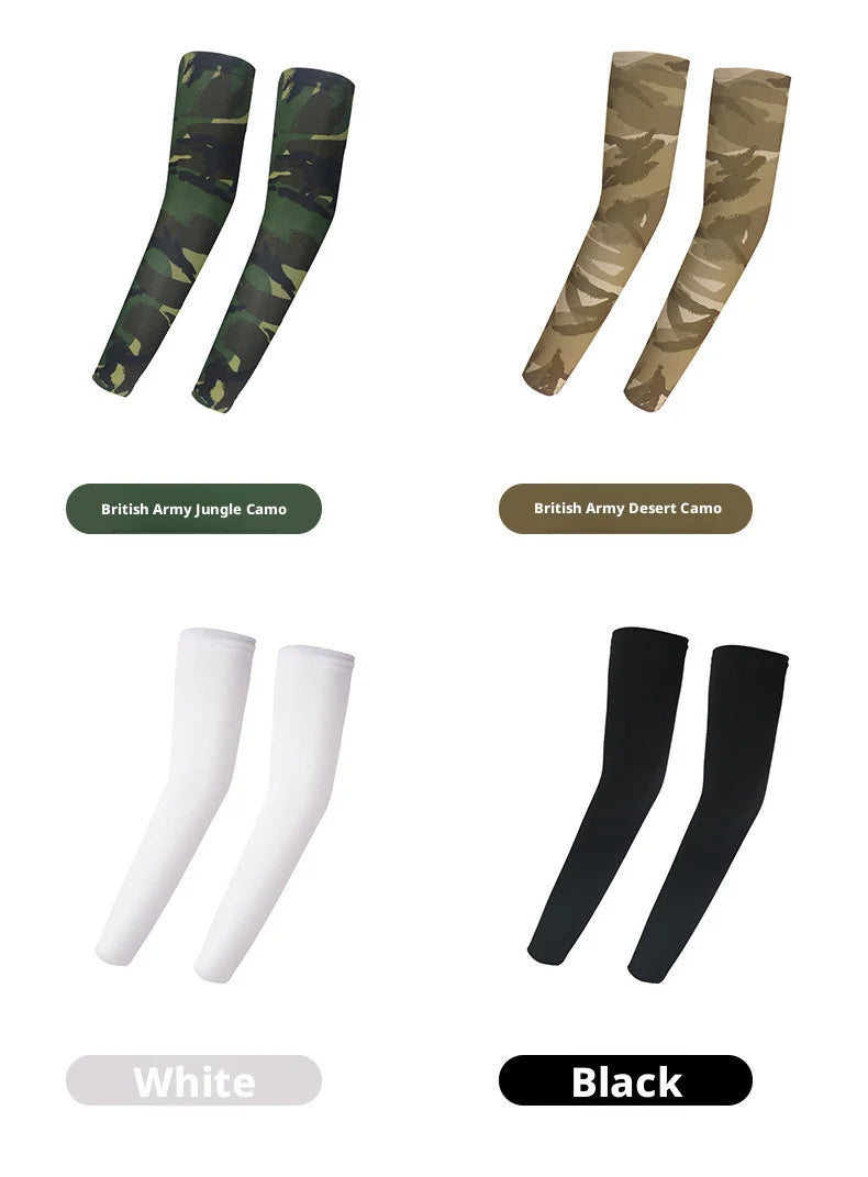 Sunscreen Camouflage Ice Silk Sleeves for Summer Outdoor Tactical Arm Protection, Suitable for Men and Women for Cycling,