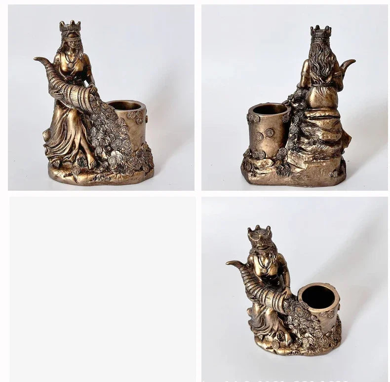 Goddess of Wealth Statue Accent Lakshmi & Fortune Deity Sculpture for Home/Office Blessing Abundance Prosperity Decor Gift