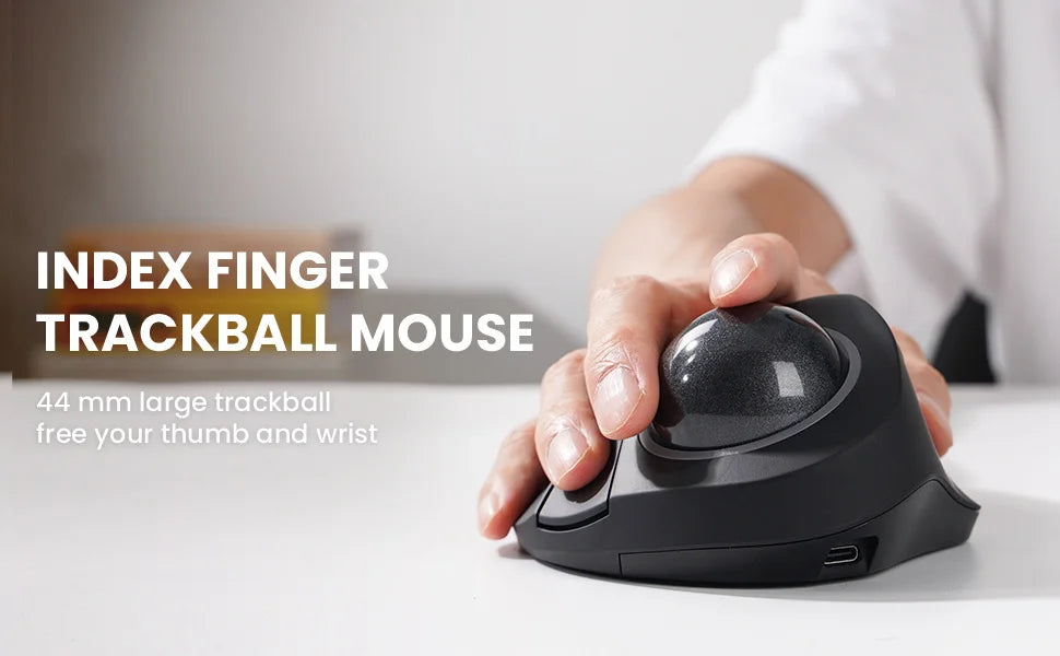 ProtoArc Wireless Index Finger Trackball Mouse Rechargeable RGB Rollerball BT 2.4g Mice for Computer Laptop 3 Device Connection