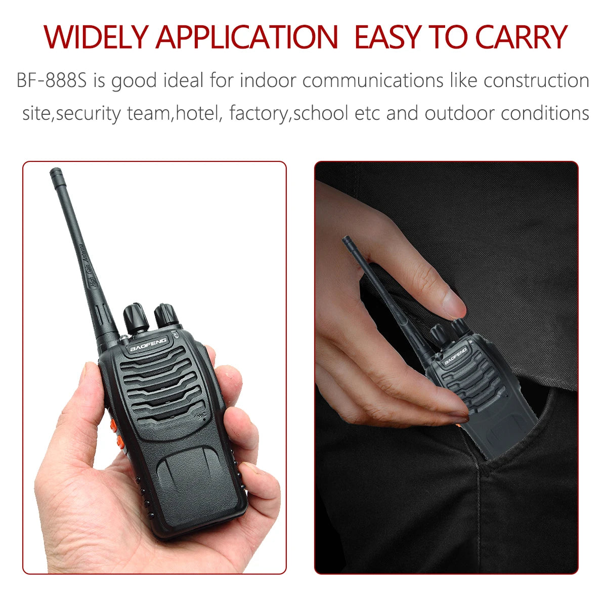 Baofeng BF-888S Pro Walkie Talkie Wireless Copy Frequency Long Range Portable UHF 400-470MHz Ham Two Way Radio for Camping Hotel