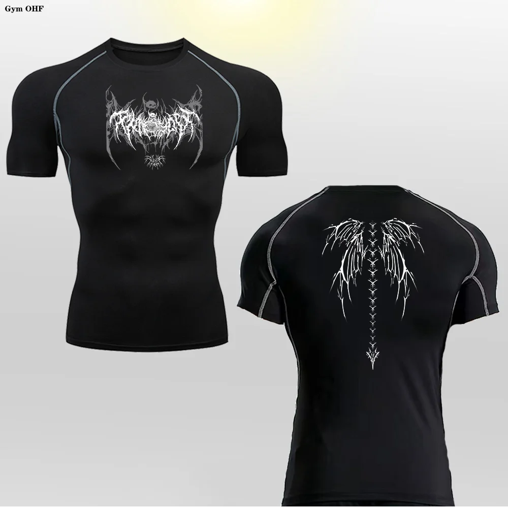 Compression Shirt Men Fitness Gym Skeleton Sport Running T-Shirt Rashgard Tops Tee Quick Dry Short Sleeve T-Shirt For Men