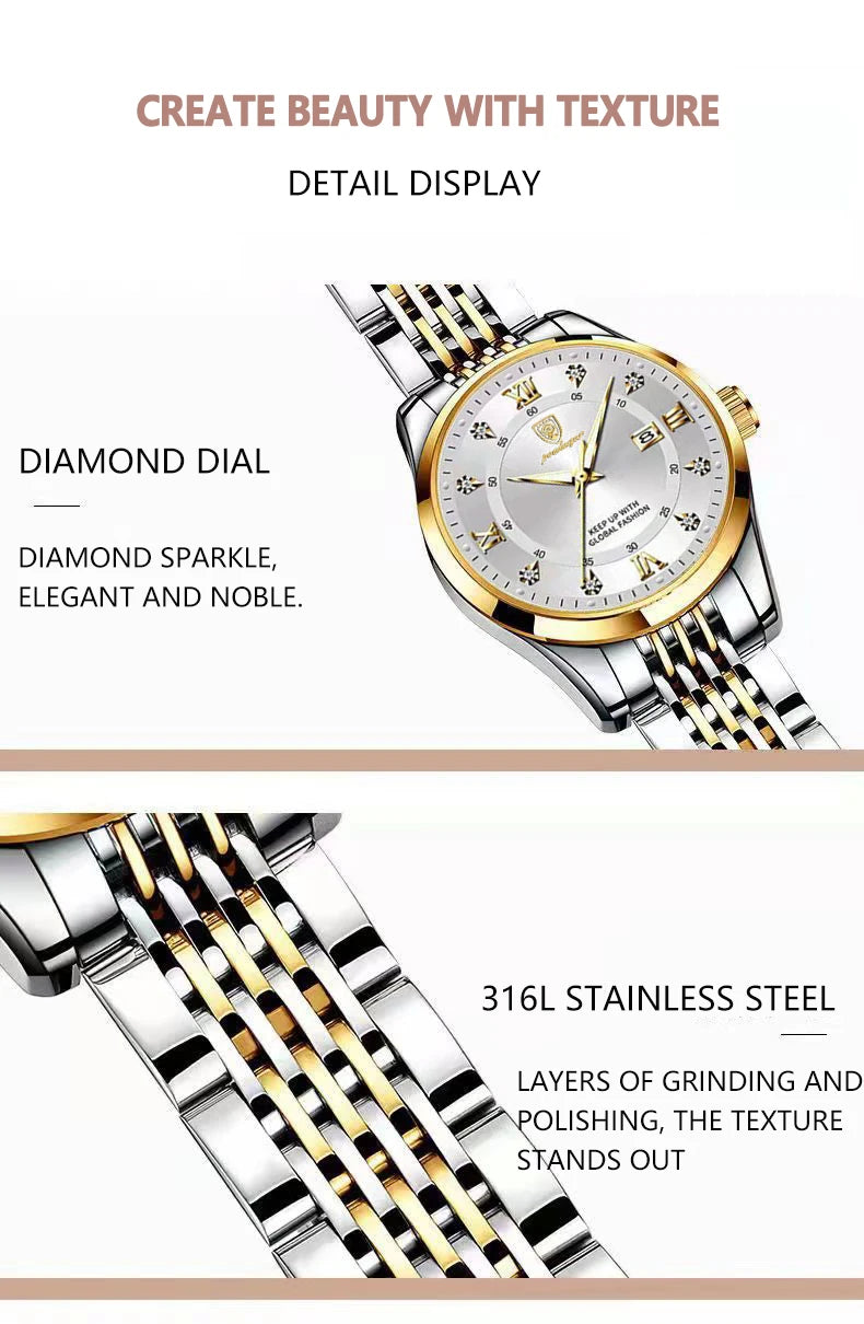 POEDAGAR Top Luxury Fashion Women Watches Waterproof Luminous Date Ladies Quartz Watch Stainless Steel Simple Casual Woman Watch