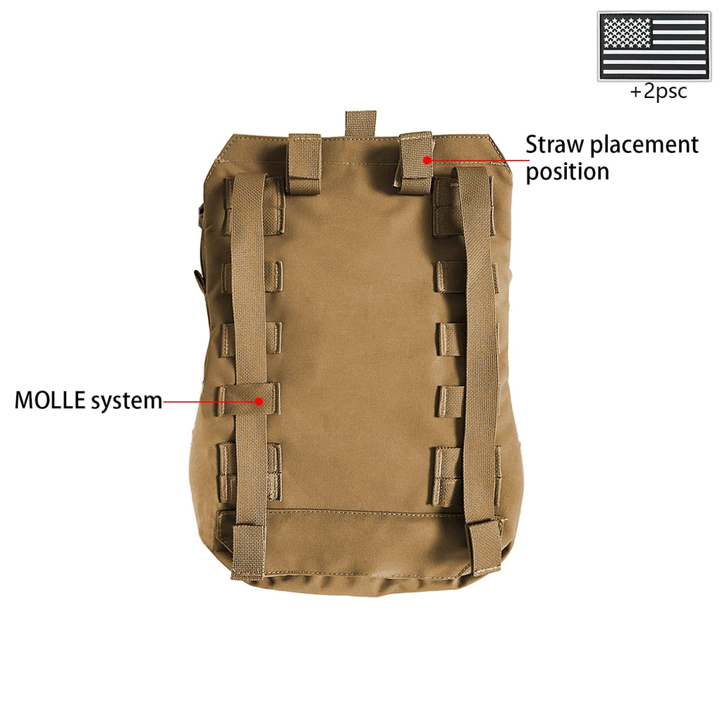Outdoor sports drinking equipment: 2L large-capacity water bag + molle backpack, suitable for hiking, camping, and cycling
