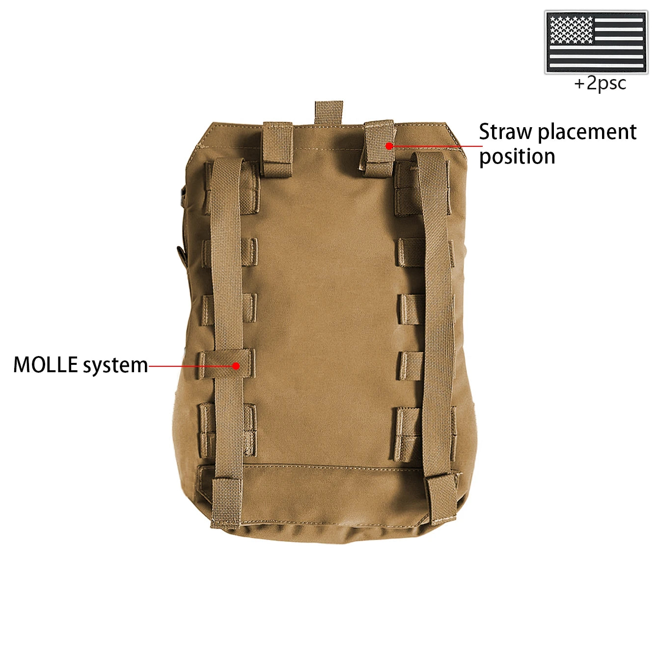 Outdoor sports drinking equipment: 2L large-capacity water bag + molle backpack, suitable for hiking, camping, and cycling