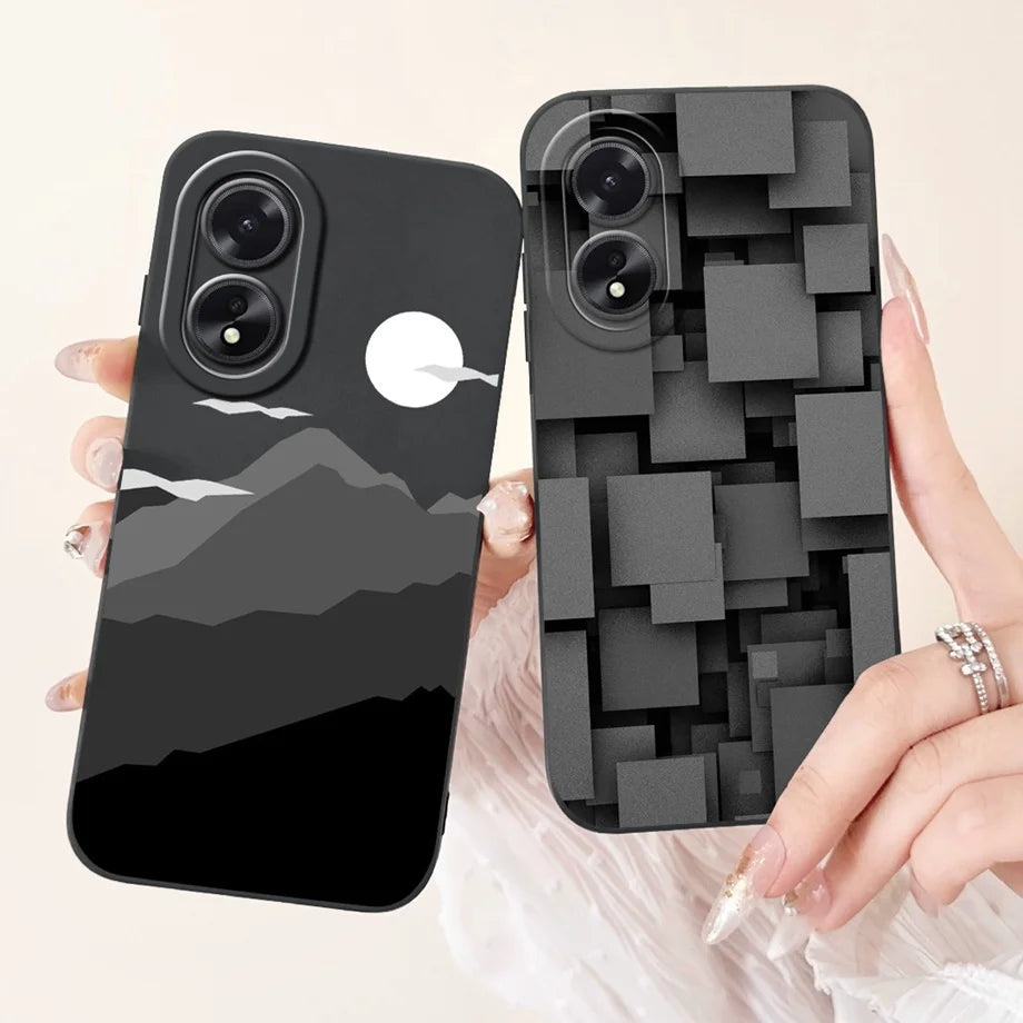 For Oppo A38 CPH2579 Phone Case New Fashion Soft Matte Silicone Rabbit Flower Goothic Style Capa For Oppo A18 CPH2591 Back Cover